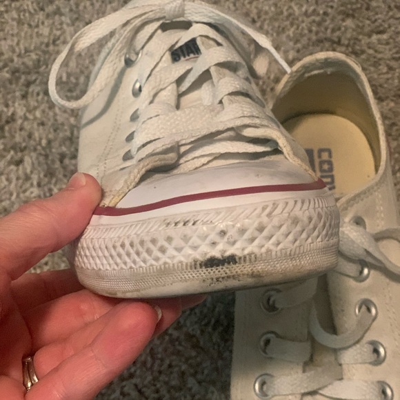 White Low Top Converse Sneakers - Picture 2 of 7